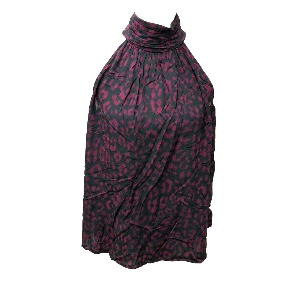 Joie Blouse Top Womens Small Purple Leopard Print Halter Business Career Edgy